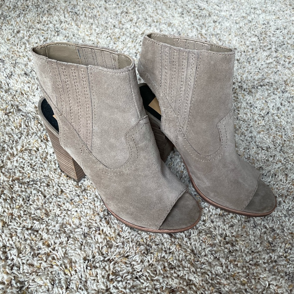 Suede open toed heels - size 6.5